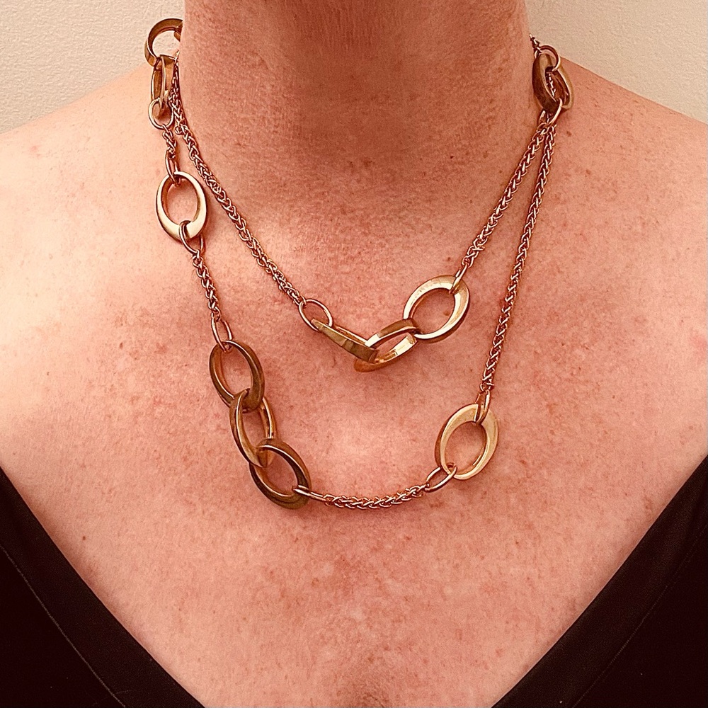 Yellow Gold Interlocking Loop Style Necklace